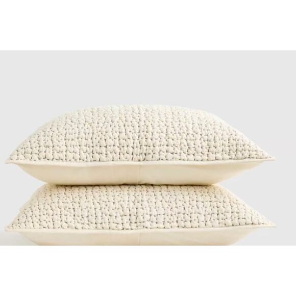 Quince European Linen Cotton Hand Stitch Quilted Euro Sham Ivory NWOT #22 - Picture 7 of 7